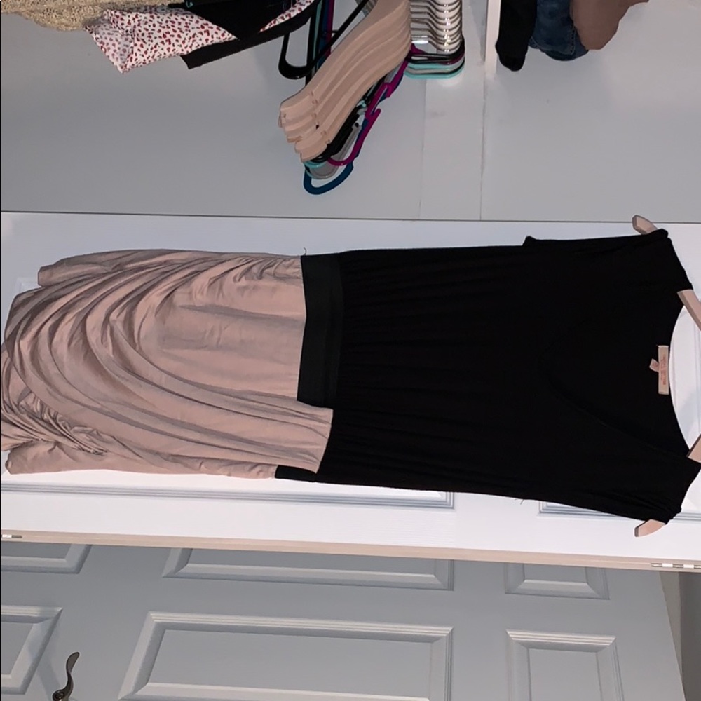 Fitted Two-Tone Black & Tan Dress